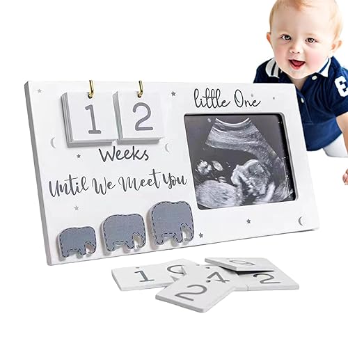 Shichangda Ultraschallrahmen für Babys,Countdown-Ultraschall-Fotorahmen aus Holz | Elefant Kinderzimmer Dekor, Ultraschallrahmen für Ultraschallfoto, Geschenke zur Babyparty zum ersten Mal für AMA von Shichangda