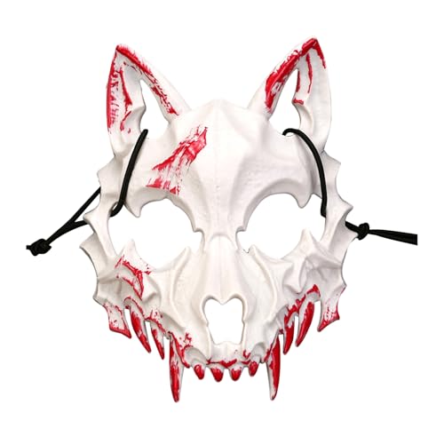 Shienfir Festliches Partyzubehör Realistische Skelett-Tiermaske Halbgesichtsmaske Horror Halloween Kostüm Requisiten Tier Skelett Blutmaske A von Shienfir