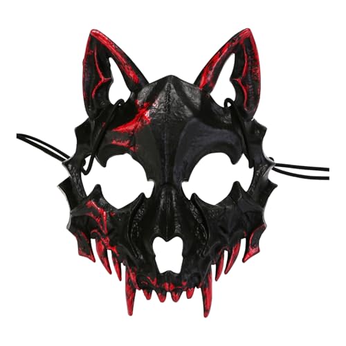 Shienfir Festliches Partyzubehör Realistische Skelett-Tiermaske Halbgesichtsmaske Horror Halloween Kostüm Requisiten Tier Skelett Blutmaske B von Shienfir