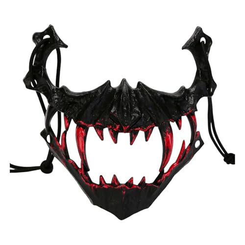 Shienfir Festliches Partyzubehör Realistische Skelett-Tiermaske Halbgesichtsmaske Horror Halloween Kostüm Requisiten Tier Skelett Blutmaske F von Shienfir