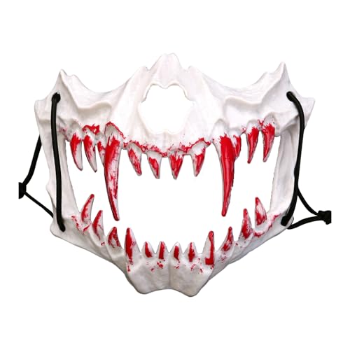 Shienfir Festliches Partyzubehör Realistische Skelett-Tiermaske Halbgesichtsmaske Horror Halloween Kostüm Requisiten Tier Skelett Blutmaske G von Shienfir