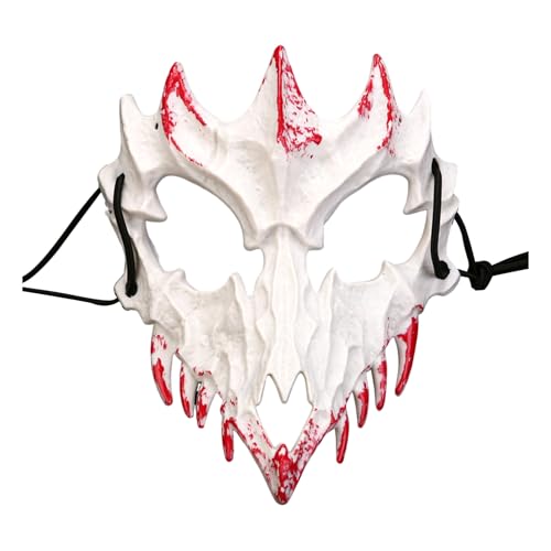 Shienfir Festliches Partyzubehör Realistische Skelett-Tiermaske Halbgesichtsmaske Horror Halloween Kostüm Requisiten Tier Skelett Blutmaske I von Shienfir