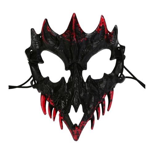 Shienfir Festliches Partyzubehör Realistische Skelett-Tiermaske Halbgesichtsmaske Horror Halloween Kostüm Requisiten Tier Skelett Blutmaske J von Shienfir