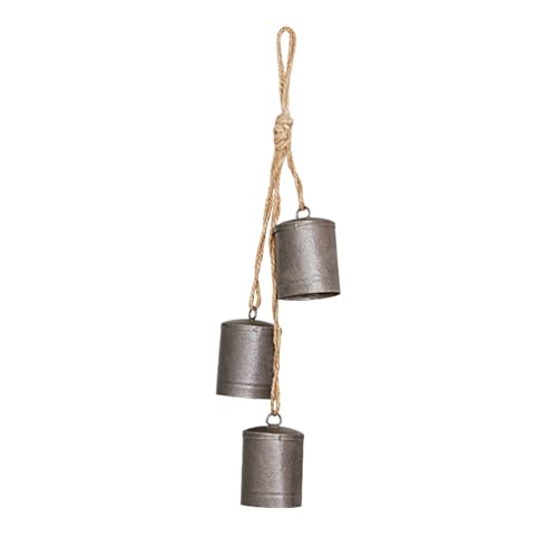 Shienfir Friedliche Meditationsglocken Weihnachtsglocke Anhänger Rustikale Metall Hängende Dekorative Glocke mit Juteseil Vintage Windspiele Wandbehang für Wohnkultur D von Shienfir