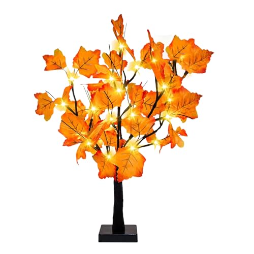 Shienfir Herbst-Themen-Baum-Lichterkette, Ahornblatt-Lichterkette, batteriebetrieben, USB-betrieben, künstlicher Kürbis, Tannenzapfen, LED, für Thanksgiving, Ernte, Zuhause, Tisch, Orange von Shienfir