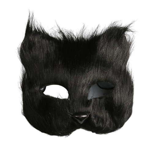 Shienfir Maskerade Kostüm Zubehör Fuchs Form Gesicht Kissen Halloween Cosplay Party Schwanz Fell Handschuhe Tier Performance für Schwarz von Shienfir