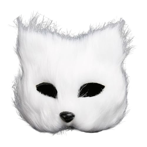 Shienfir Maskerade Kostüm Zubehör Fuchs Form Gesicht Kissen Halloween Cosplay Party Schwanz Fell Handschuhe Tier Performance für Weiß von Shienfir