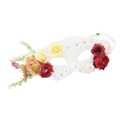 Shienfir Spitzengesichtskissen, elegante Rosenmaskerade, Party, Augenabdeckung mit Rosen, geheimnisvolle Kopfbedeckung für Halloween-Kostüm, 4 von Shienfir