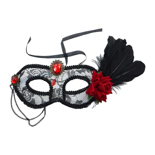 Shienfir Spitzengesichtskissen, elegante Rosenmaskerade, Party, Augenabdeckung mit Rosen, geheimnisvolle Kopfbedeckung für Halloween-Kostüm, 9 von Shienfir