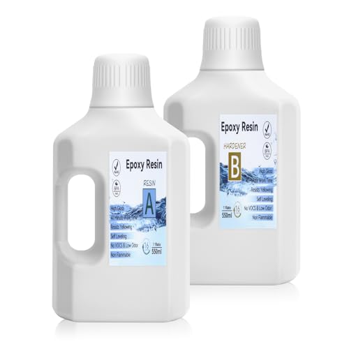 1100ml Hochglanz Epoxidharz, klares selbstnivellierendes blasenfreies Epoxy Resin, 1:1 Mischung epoxidharz mit härter für Holz, künstlerische Kreationen, Schmuckherstellung Kunst Handwerk von Shiiyyu