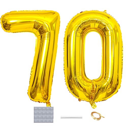 Shikuer Luftballons Zahl 70 Riesen Folienballon Nummer 70 Gold Damen,Luftballons 70. Geburtstagdeko, 40 Zoll Helium Ballons Aufblasbar Zahl 70 Gold für Geburtstag, Hochzeit, Jubiläum XXL von Shikuer