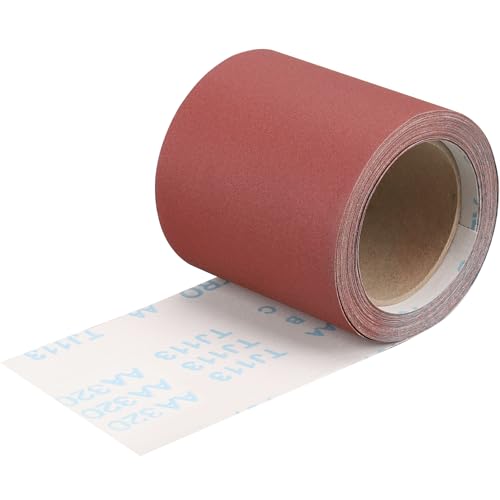 Shineboc Schleifpapier Rolle Körnung 320, 115 mm x 10 m Schleifleinen Rolle für Handschleifer zum Holz Metall von Shineboc