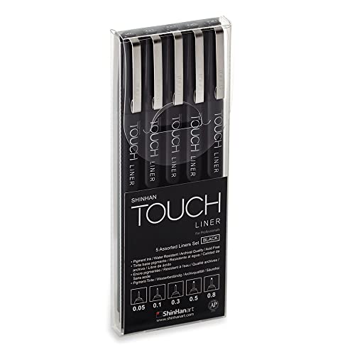 Shinhan Touch Liner For Professionals Black Set 5er Grafikmarker Box Design Marker von ShinHan