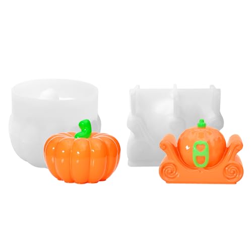 2 Stück Silikonform Halloween, Silikonformen Gießformen Herbst, Kürbis Giessformen Silikon, Gießformen Silikon, Halloween Silikonformen für Halloween Deko Innen von ShinherYee