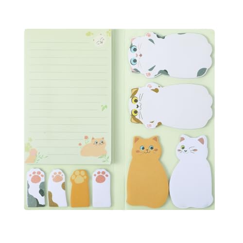 210 Blatt Katzen Haftnotizen Set, 10,5×20,5 CM Haftnotizblöcke, Geschenk für Katzenliebhaber, Haftnotizen Klebezettel Haftnotizen, Sticky Notes Aesthetic Geeignet für Schule, Büro, Zuhause von ShinherYee