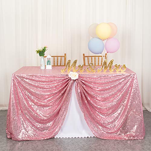 48 "x72 Pink Pailletten Tischdecke Rechteckige Hochzeitsdekorationen Rosa Glitter Tischdecke Party Tischdecke (125 x 180 cm, Rosa Gold) von ShinyBeauty