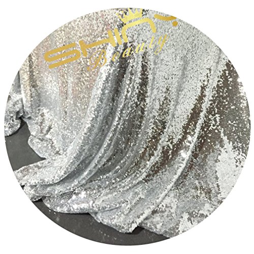 ShinyBeauty Pailletten Stoff 1 Yard Material Stoff Glitter Stoff von Yard Sewing Stoff Material für Hochzeitsfeier Dekoration (Silber, 1 Yard) von ShinyBeauty