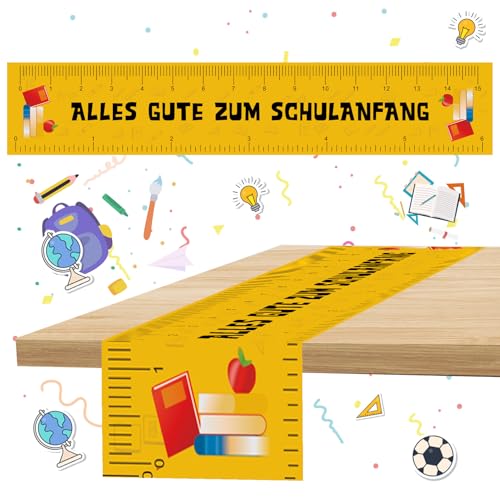 Shinybox Alles Gute Zum Schulanfang Tischdecken, Schulanfang Deko Wiederverwendbare Tischläufer, Schulanfang Tischdekoration, Schuleinführung Schulstart Party Dekoration 183 x 33cm(Gelb) von Shinybox