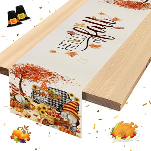 Shinybox Herbst Tischläufer, Leinen Herbst Tischläufer, Tischläufer Herbst Ahornblätter, Herbstfeste Wohnkultur Thanksgiving Party, Herbst und Thanksgiving-Dekorationen 183x33cm(Herbst C) von Shinybox