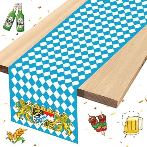 Shinybox Oktoberfest Tischdecke, Oktoberfest Tischläufer Waschbar, Bayrisch Tischdecke, Oktoberfest Deko Partyzubehör für Oktoberfest Deutsche Party Geburtstag Party 183 x 33cm(Oktoberfest A) von Shinybox