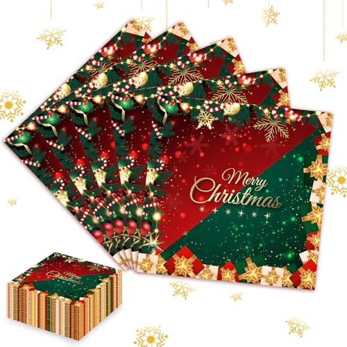 Shinybox Servietten Weihnachten, 100 Stücke Weihnachten Papierservietten, Papierservietten Tissue Weihnachten, Papierservietten Weihnachten als Tischdeko Weihnachten für Party(Weihnachtstag B) von Shinybox