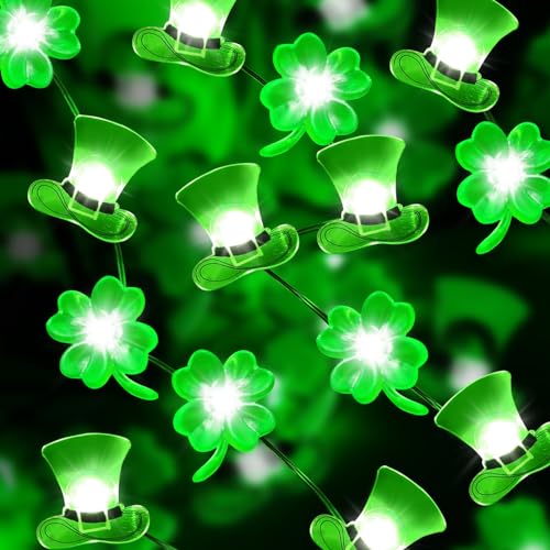 Shinybox St Patricks Day Lichterkette, 3M 30 LED St Patricks Day String Licht, Kleeblatt Lichterketten, Lichterkette für St Patrick Day Heimparty-Dekoration Innen Draussen von Shinybox