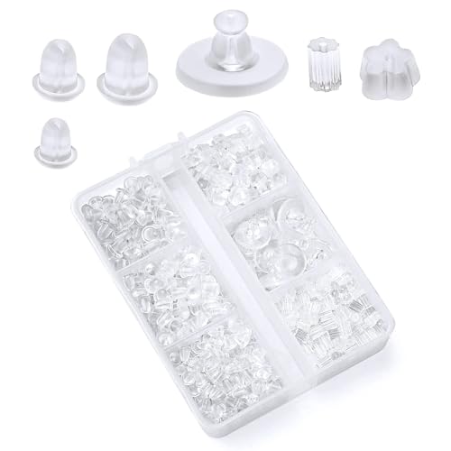 Ohrstecker Silikon,600 Stück Ohrring Stopper Klar Gummi 6 Stile Ohrringe Verschlüsse Hinten Ohrstopper Ohrringe Verschlüsse Ohrring Rücken Earring Backs für Haken Ohrstecker DIY Schmuckherstellung von Shirene