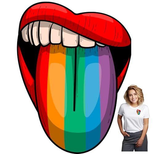 Shirt Candy Regenbogen-Lippen-Aufkleber zum Aufbügeln, 3 x 3 Taschen, Wärmeübertragung für Kleidung, DIY, Kleidung, Jacke, Tragetasche, Geschenke, Stolz von Shirt Candy