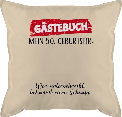 Kissen 50x50 - Gästebuch - 50. Geburtstag Gäste Unterschrift Gästeliste Lustig - 50 x 50 cm - Beige Natur - Frau Geschenk für einen jährigen 50th Mein Geschenke jährige 50igster eintragen Kissen 50x50 - Gästebuch - 50. Geburtstag Gäste Unterschrift Gästeliste Lustig - 50 x 50 cm - Beige Natur - Frau Geschenk für einen jährigen 50th Mein Geschenke jährige 50igster eintragen von Shirtracer
