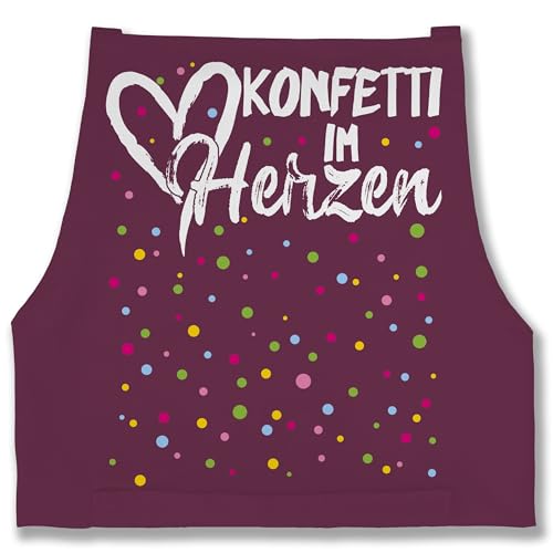 Schürze - Karneval & Fasching - Erwachsene - Konfetti im Herzen - 85x69 - Aubergine - faschings- herz faschings fastnacht karneval& straßenkarneval zum lustiges koelner für kölscher rosenmontag von Shirtracer