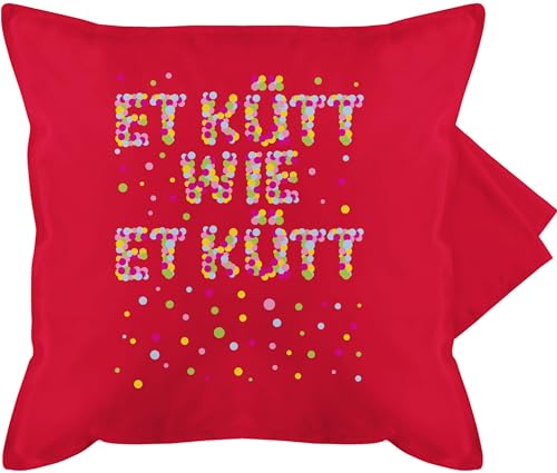 Shirtracer Kissenbezug - Karneval & Fasching Kissen - Et kütt wie et kütt - Konfetti Köln Kölsch Grundgesetz Echte Kölner - 50 x 50 cm - Rot - „Karneval“ „Fasching“ fasnachts karnaval von Shirtracer