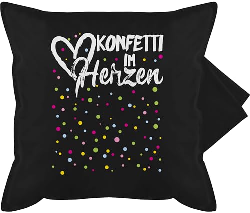 Shirtracer Kissenbezug - Karneval & Fasching - Kissen - Konfetti im Herzen - 50 x 50 cm - Schwarz - Karneval. Herz fasnachts straßenkarneval kaneval fasnet karmeval „Karneval“ „Fasching“ karnaval von Shirtracer