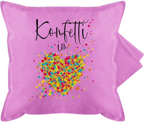 Shirtracer Kissenbezug - & Fasching Kissen - Konfetti im Herzen Kalligrafie - Confetti Herz Konfetti für Alle Karneval Köln - 50 x 50 cm - Pink - fasnet kölner Karnevals witzige Faschings Karneval. von Shirtracer