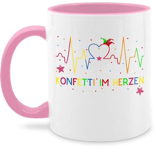 Tasse Tassen 325ml - Karneval & Fasching - Konfetti im Herzen - Herzschlag - 325 ml - Rosa - faschings- jeck fasching- faschings fasnacht karnelval karneva fastnacht fasnets karneval. karnevals von Shirtracer