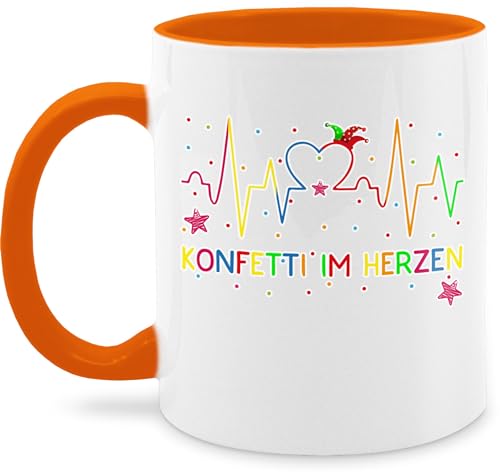 Tasse Tassen 325ml - & Fasching - Konfetti im Herzen - Herzschlag Köln Karneval - 325 ml - Orange - faschings fasnet rosenmontag verkleidet fastnacht kölscher 2023 kölsche fasching+verkleidung von Shirtracer