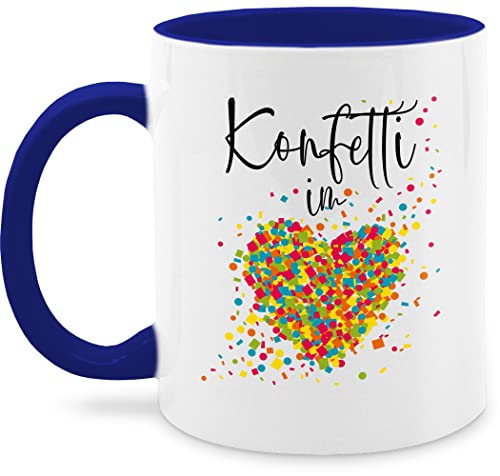 Tasse Tassen 325ml - & Fasching - Konfetti im Herzen I Confetti Herz I Konfetti für Alle Karneval Köln - 325 ml - Dunkelblau - karnevalstasse fasching- herzmotiv kaffeetasse carnevale in the heart von Shirtracer