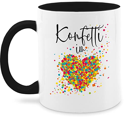 Tasse Tassen 325ml - & Fasching - Konfetti im Herzen I Confetti Herz I Konfetti für Alle Karneval Köln - 325 ml - Schwarz - karnevalstasse fasching- herzmotiv kaffeetasse carnevale in the heart von Shirtracer