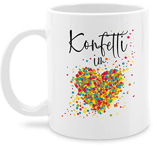 Tasse Tassen 325ml - & Fasching - Konfetti im Herzen I Confetti Herz I Konfetti für Alle Karneval Köln - 325 ml - Weiß - karnevalstasse fasching- herzmotiv kaffeetasse carnevale in the heart mug von Shirtracer