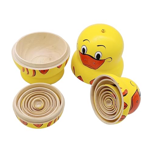 Russische Matroschka-Puppen-Spielzeug-Set, 10-teilige Gelbe Ente Aus Holz, Russische Matroschka-Puppen Für Kinder, Tischdekoration Für Schränke, Wohnzimmer, Bücherregale, Büros von Shitafe
