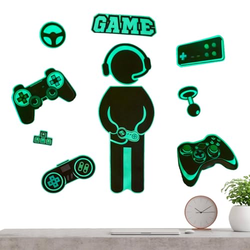 Shitafe Gaming -Wandtattoos, Gaming -Wandaufkleber, Glühende Spielzimmerabziehbilder, Gamer Wall Stickers Game Room für Kinder Mädchen Schlafzimmer Spielzimmer nach Hause von Shitafe