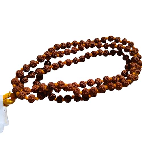 108 + 1 Perlen, Rudraksha-Mala, 5 mm, Chanting, Meditation, Heilung, 5 Mukhi-Rudraksh-Mala, 5 Stück von Shiva Lingam Shop