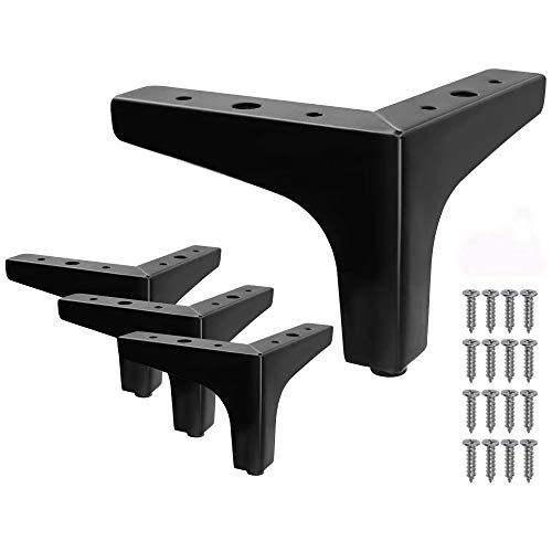 Shiwaki 4pcs 4-Zoll-Möbelbeine,Möbel im modernen Stil Metallstuhlbeine Dreiecksfüe für Tischschrank Schrank Couch Chair (Schwarz) von Shiwaki