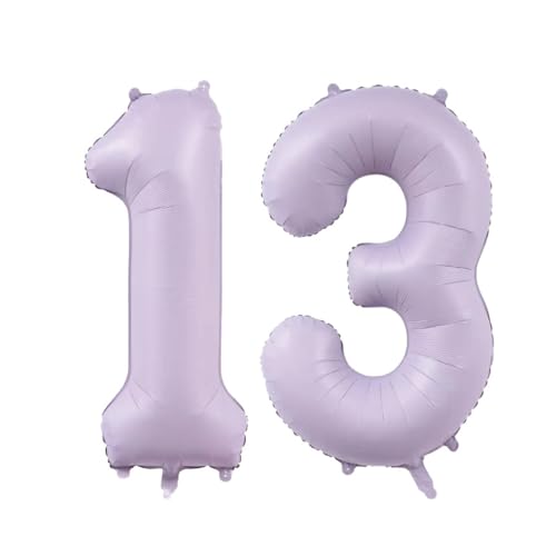 Geburtstag zahlen Luftballon 13 jahre-cremeviolett XXL Jumbo Folienballon 40 Zoll – 101 cm Luftballons 13 Geburtstag Junge Mädchen Babyparty Geburtstagsdeko Jubiläumsparty Dekoration von Shixpiov