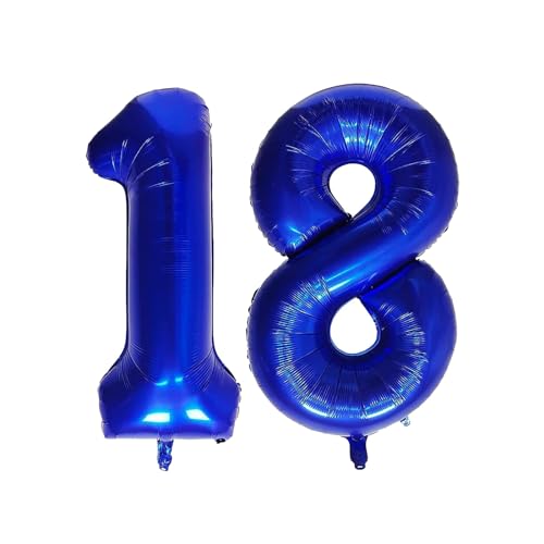 Geburtstag zahlen Luftballon 18 jahre-Blau XXL Jumbo Folienballon 40 Zoll – 101 cm Luftballons 18 Geburtstag Junge Mädchen Babyparty Geburtstagsdeko Jubiläumsparty Dekoration von Shixpiov