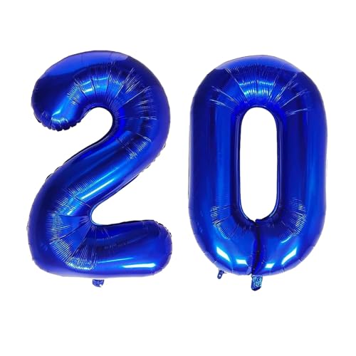 Geburtstag zahlen Luftballon 20 jahre-Blau XXL Jumbo Folienballon 40 Zoll – 101 cm Luftballons 20 Geburtstag Junge Mädchen Babyparty Geburtstagsdeko Jubiläumsparty Dekoration von Shixpiov