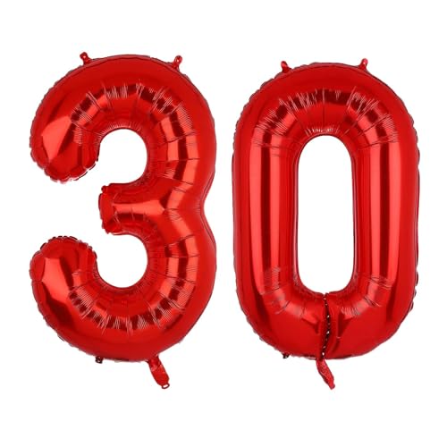 Geburtstag zahlen Luftballon 30 jahre-Rot XXL Jumbo Folienballon 40 Zoll – 101 cm Luftballons 30 Geburtstag Junge Mädchen Babyparty Geburtstagsdeko Jubiläumsparty Dekoration von Shixpiov