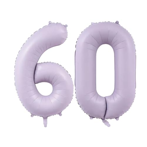 Geburtstag zahlen Luftballon 60 jahre-cremeviolett XXL Jumbo Folienballon 40 Zoll – 101 cm Luftballons60 Geburtstag Junge Mädchen Babyparty Geburtstagsdeko Jubiläumsparty Dekoration von Shixpiov