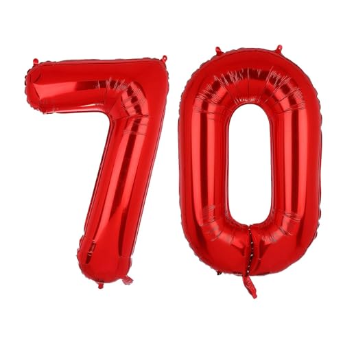 Geburtstag zahlen Luftballon 70 jahre-Rot XXL Jumbo Folienballon 40 Zoll – 101 cm Luftballons 70 Geburtstag Junge Mädchen Babyparty Geburtstagsdeko Jubiläumsparty Dekoration von Shixpiov