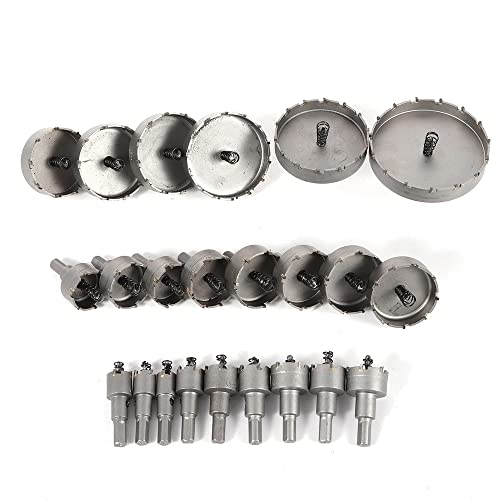 Hartmetall LochsäGe Kreisschneider Bohrkrone Set Kernbohrer Edelstahl Drill Tct Metall Bohrer Bohrloch SäGe Set für verschiedene Arten von elektrischen Handbohrmaschinen Tischbohrmaschinen (23 Stück) von Shiyinge