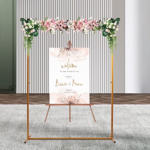 Hochzeits Bogen Hintergrund Stand Deko Feier Party Event Dekoration Rose Blumenrahm Dekor Blumenrahmen Diy Kulisse Hochzeit Arch Frame Geburtstag Ballonbogen Rahmen with Bases Quadratische Gold 2*1.5M von Shiyinge